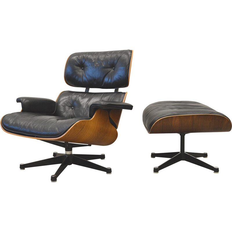 Rosewood Herman Miller Eames Lounge Chair & Ottoman, Eames - 1970s