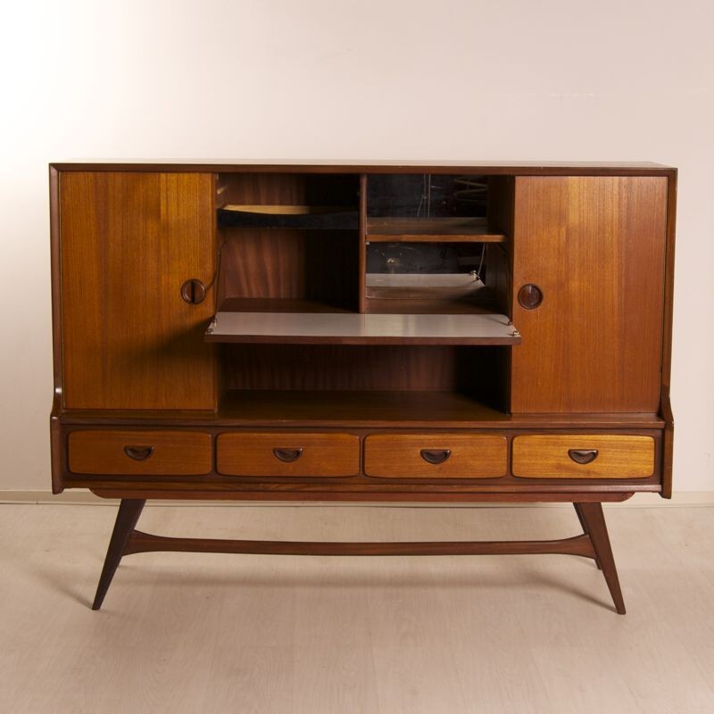 Dutch highboard in teak by Louis van Teeffelen for Webé - 1960s