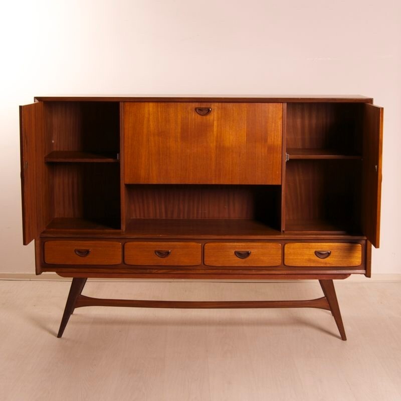 Dutch highboard in teak by Louis van Teeffelen for Webé - 1960s