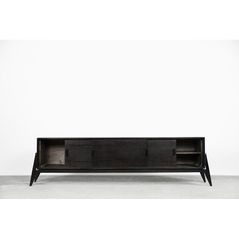 Black mid-century Scandinavian burned oak wood sideboard, 1960s