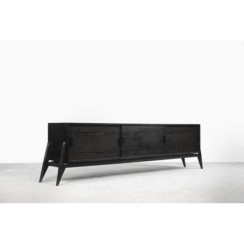 Black mid-century Scandinavian burned oak wood sideboard, 1960s