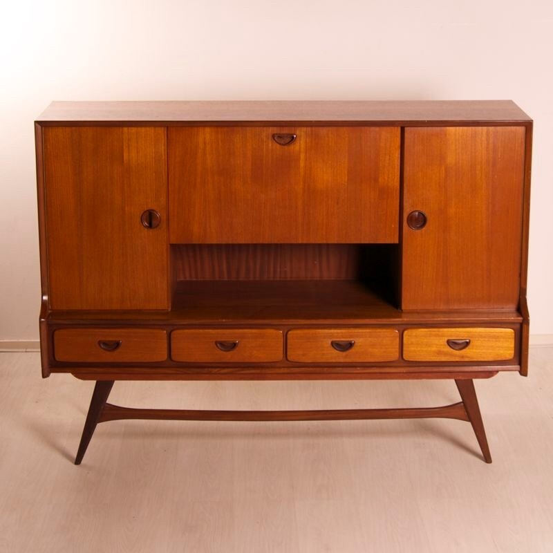 Dutch highboard in teak by Louis van Teeffelen for Webé - 1960s