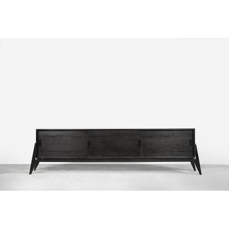 Enfilade vintage en bois de chêne brûlé scandinave noir, 1960