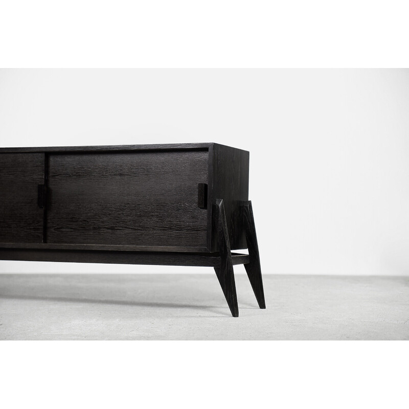 Black mid-century Scandinavian burned oak wood sideboard, 1960s