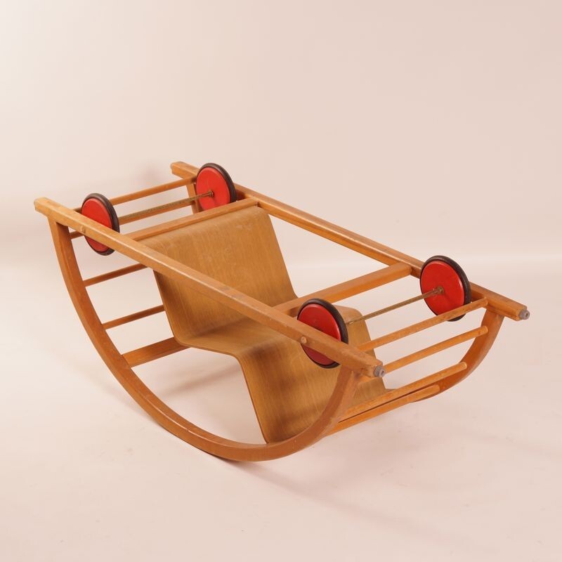 Reversible Kids Car & Rocking Chair by Mart Stam for Siegfried Lenz Berggieszhübel - 1950s