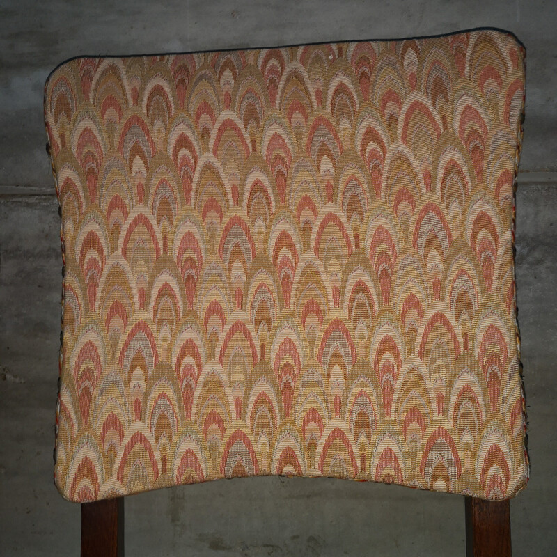 Set of 6 vintage oakwood chairs, 1940-1950