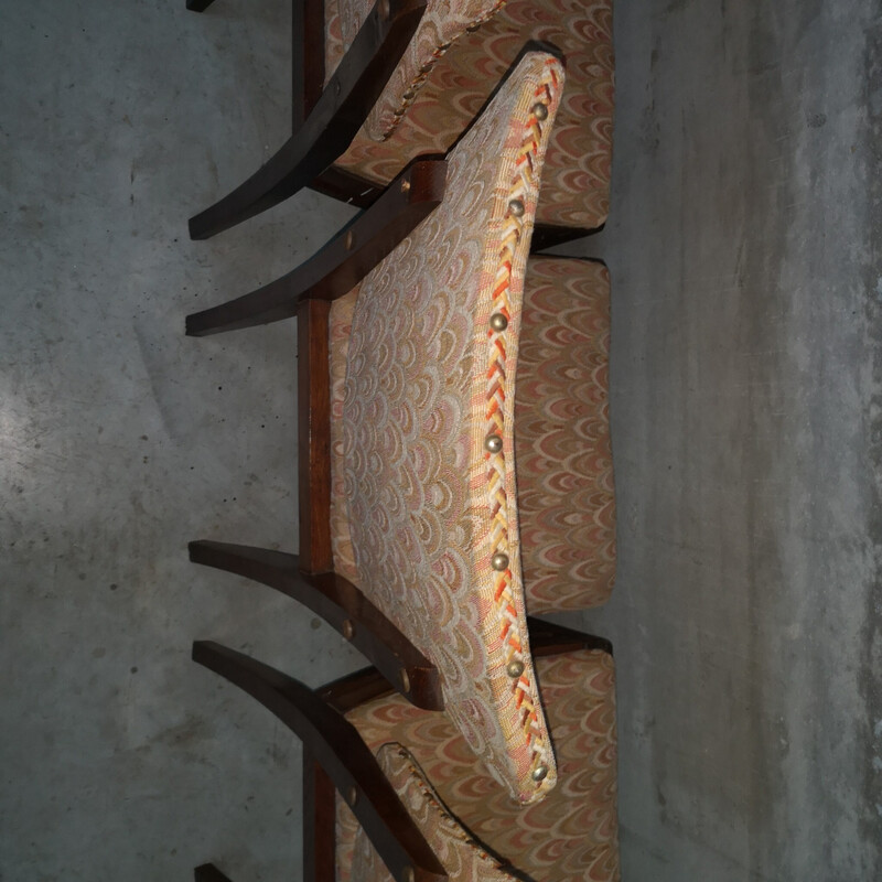 Set of 6 vintage oakwood chairs, 1940-1950