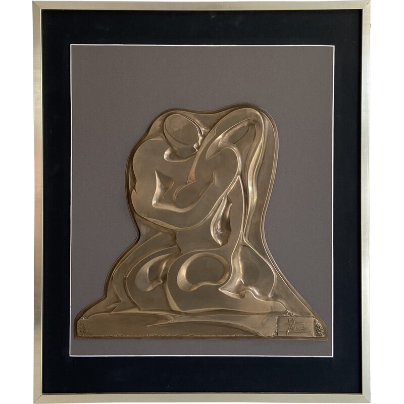 Vintage painting representing a brass sculpture, 1970