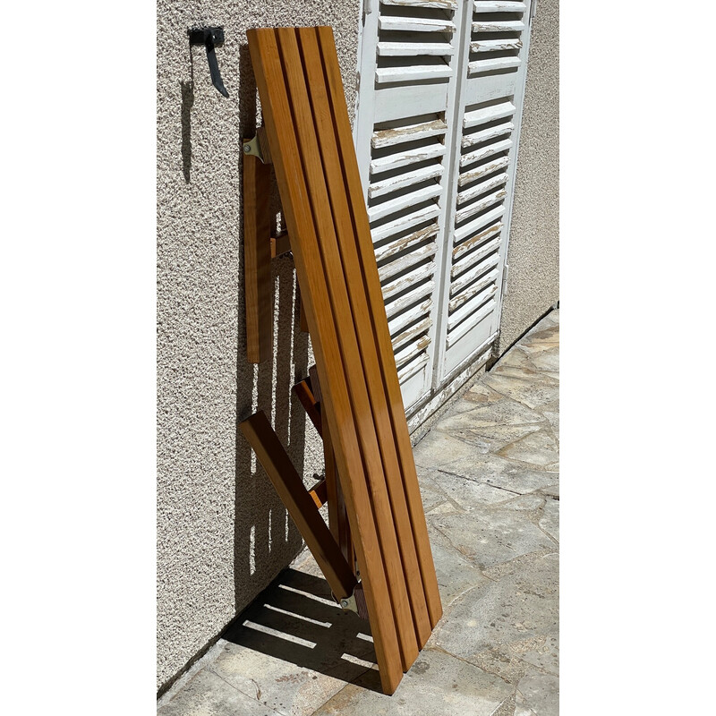 Banc pliant vintage en bois verni