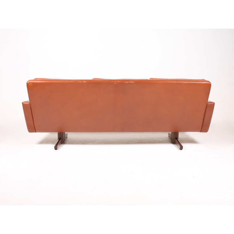 Three-Seater Brown Leather Sofa by Fredrik Kayser for Vatne Møbler - 1970s