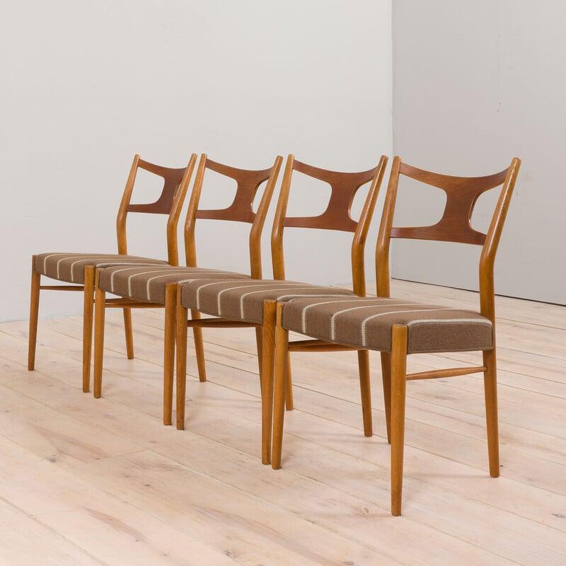 Set of 4 vintage side chairs in teak and oakwood by Kurt Østervig for Randers Møbelfabrik, 1956