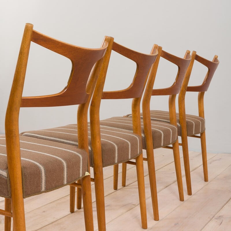 Juego de 4 sillas auxiliares vintage en madera de teca y roble por Kurt Østervig para Randers Møbelfabrik, 1956