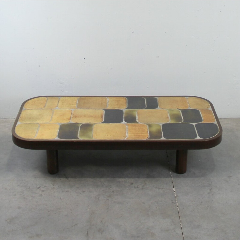 Ceramic and beech coffee table Roger Capron - 1970s