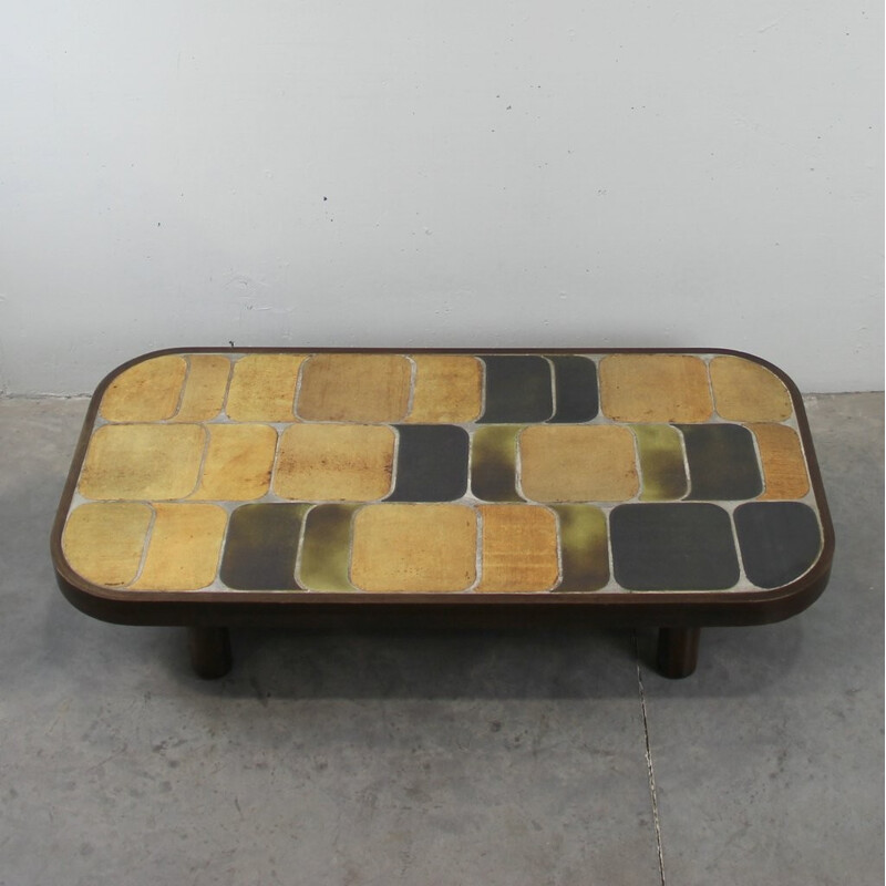 Ceramic and beech coffee table Roger Capron - 1970s