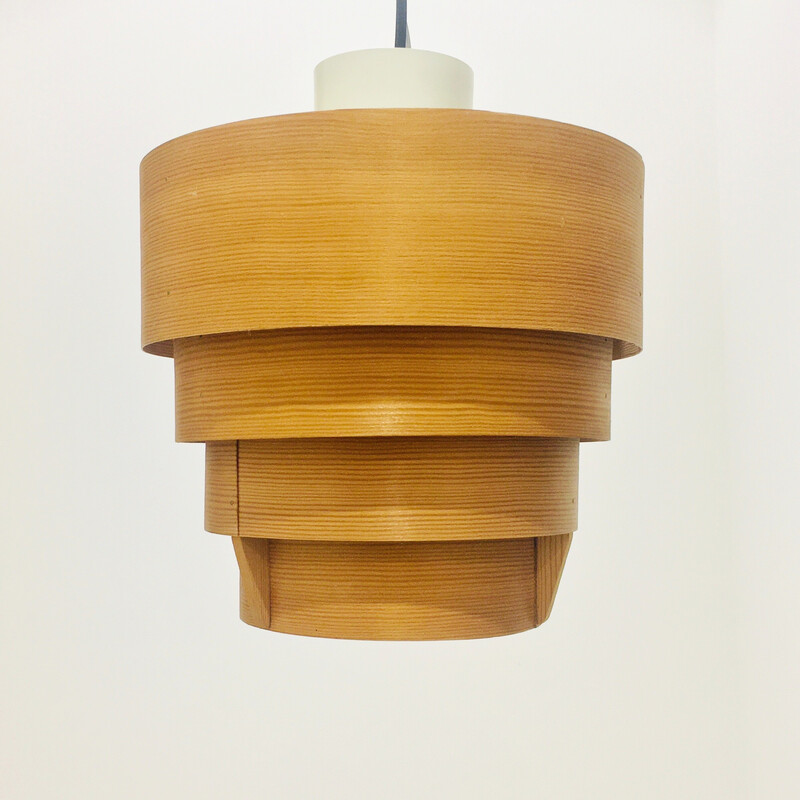 Vintage Scandinavian pine pendant lamp by Hans-Agne Jakobsson for Ellysett Markaryd, Sweden 1960s