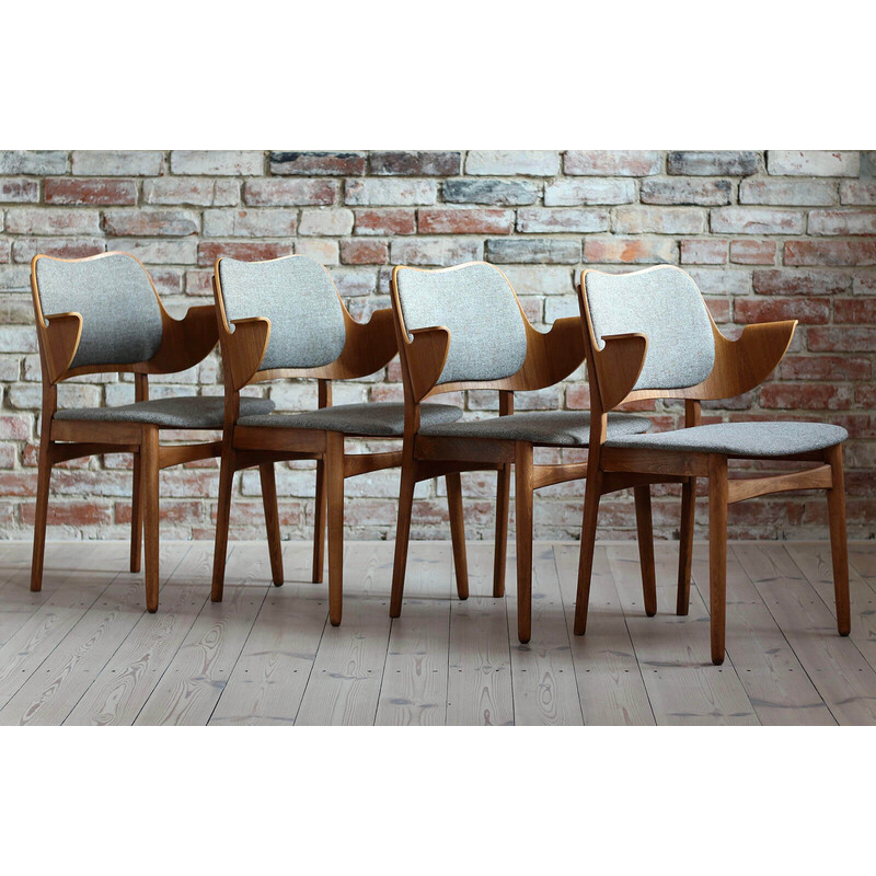 Set of 4 mid century dining chairs model 107 by Hans Olsen for Bramin, 1960s