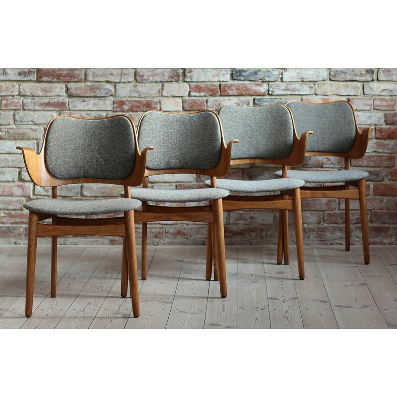 Set of 4 mid century dining chairs model 107 by Hans Olsen for Bramin, 1960s