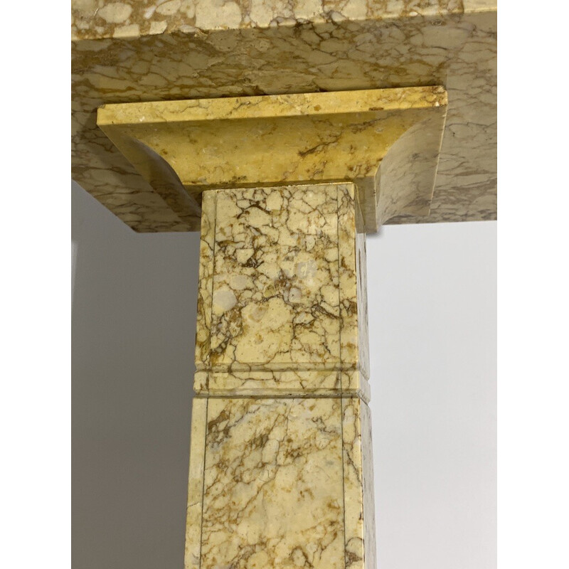 Vintage pedestal in yellow veined marble