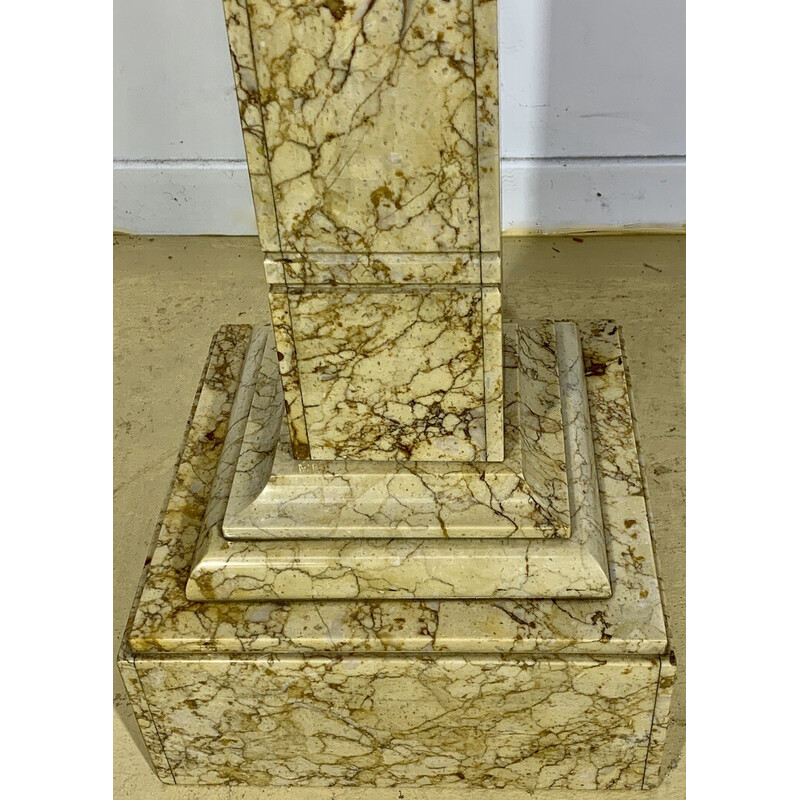 Piédestal vintage en marbre veiné jaune