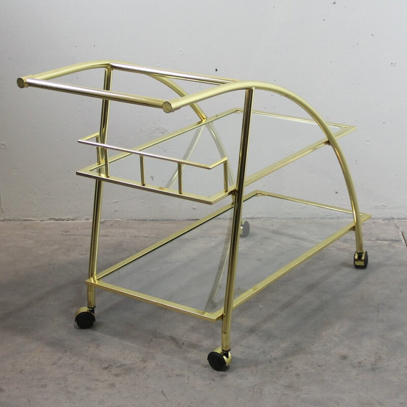 Mid century trolley in metal and glass - 1970s