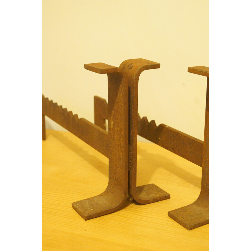 Pair of vintage modernist andirons, France 1960