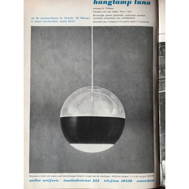 Pendant Lamp Luna by H. Fillekes for Artiforte - 1960s