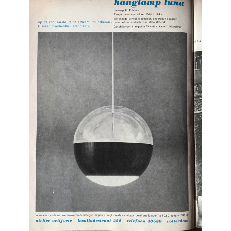 Suspension Luna par H. Fillekes pour Artiforte - 1960
