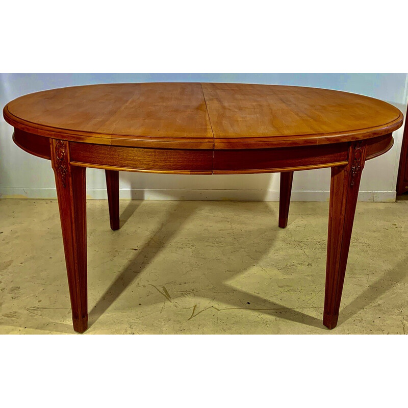 Vintage Art Nouveau ovale houten tafel door Gauthier Poinsignon