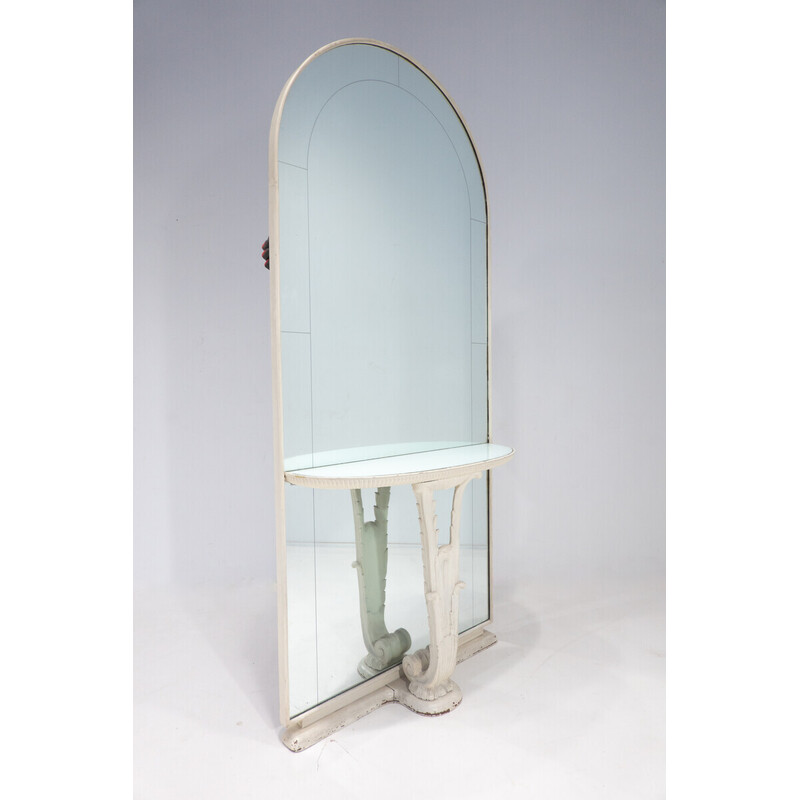 Vintage console mirror in wood and glass, Italy 1940s