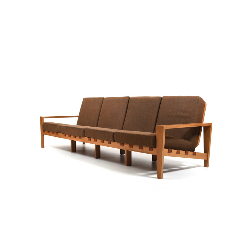 Vintage "Bodo" ​​sofa in oakwood and cognac leather by Svante Skogh for Seffle Møbelfabrik Swedwn, 1957s