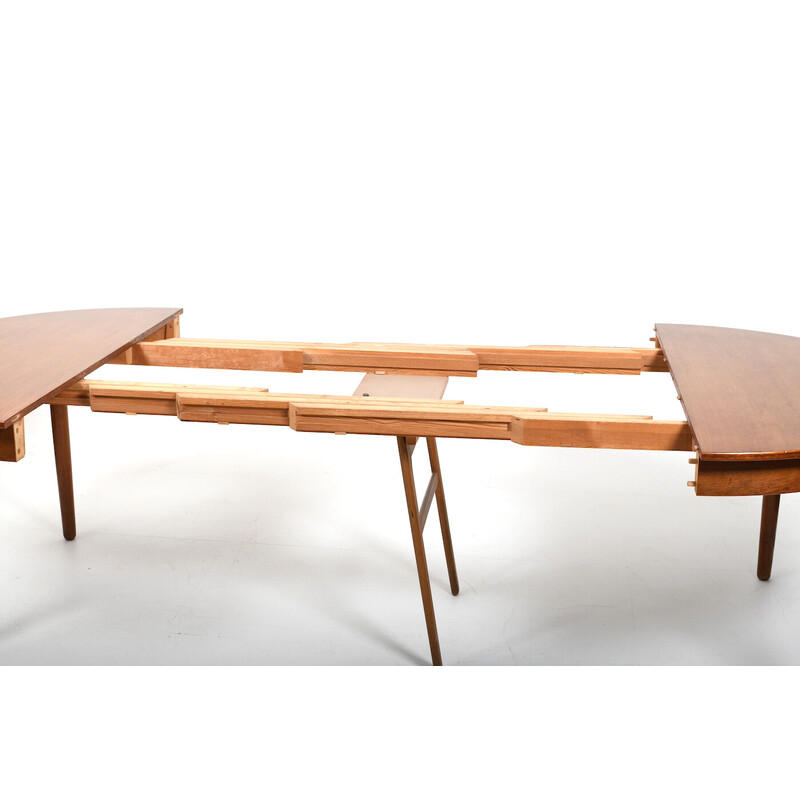 Vintage teak and oakwood dining table by Hans J. Wegner for Andreas Tuck, 1950s