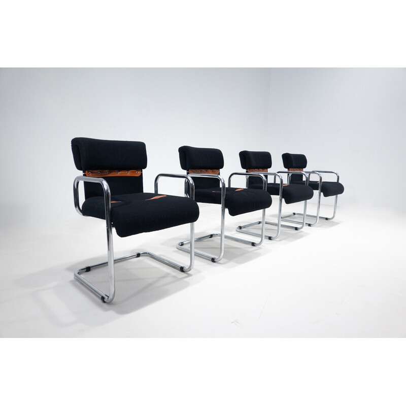 Set of 4 mid-century armchairs by Guido Faleschini, Italy 1970s