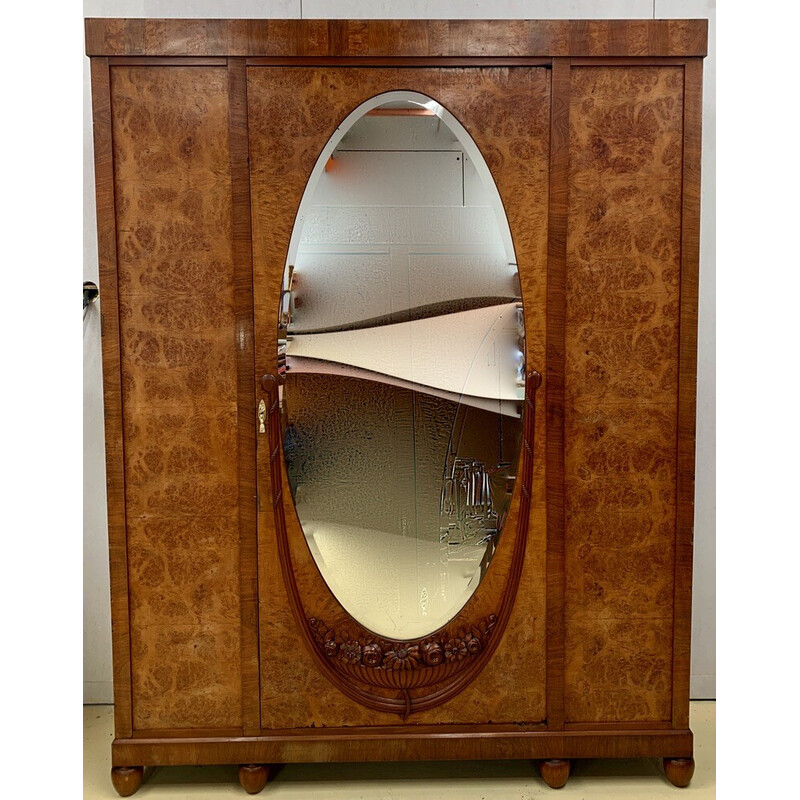 Vintage Art Deco cabinet in burr wood and mahogany by André Arbus