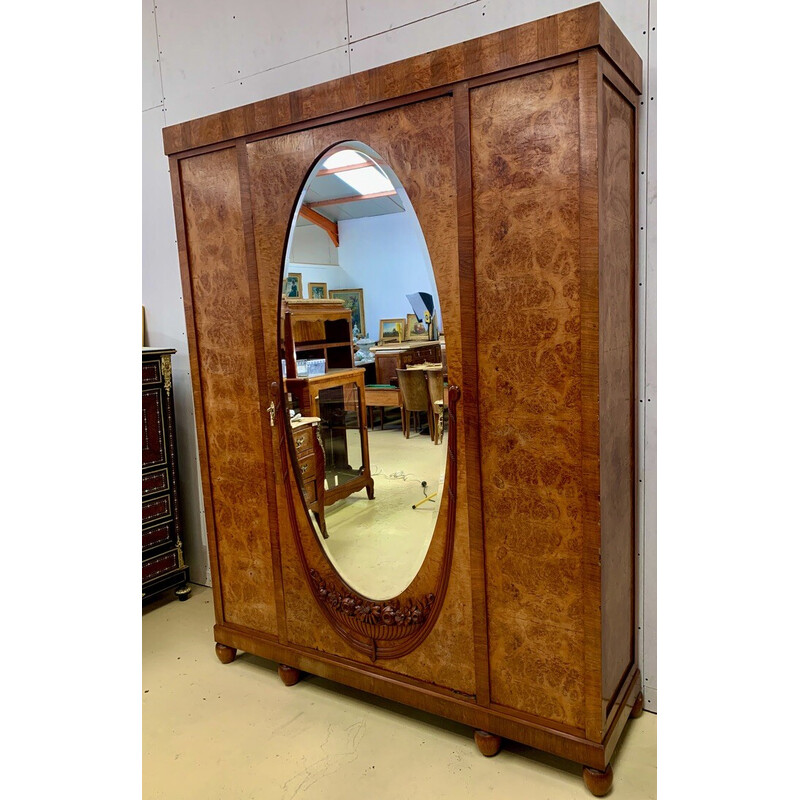 Vintage Art Deco cabinet in burr wood and mahogany by André Arbus
