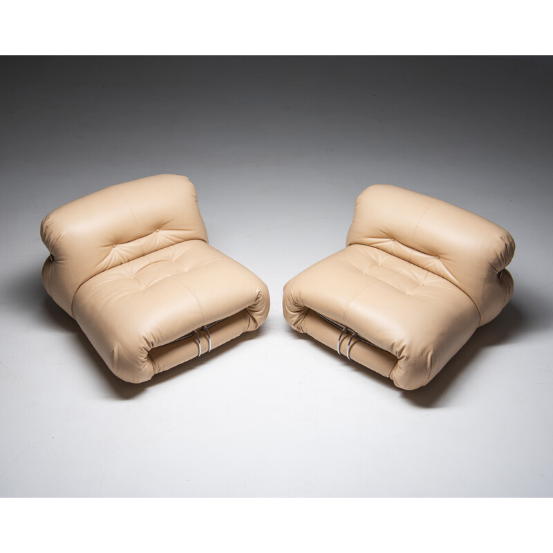 Pair of vintage Italian armchairs "Soriana" by Tobia and Afra Scarpa for Cassina, 1960