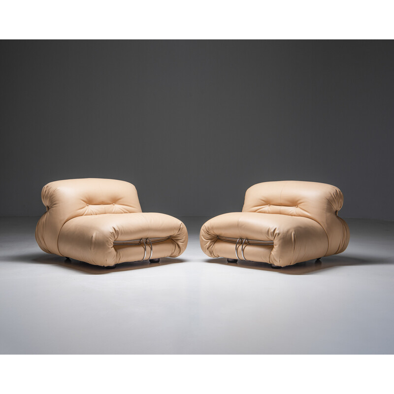 Pair of vintage Italian armchairs "Soriana" by Tobia and Afra Scarpa for Cassina, 1960