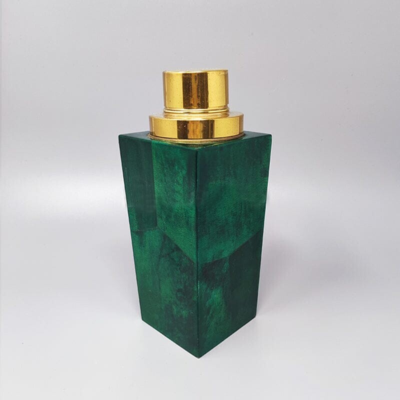 Vintage green cocktail shaker in parchment by Aldo Tura, Italy 1960s