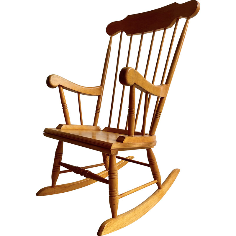 Cadeira de baloiço de madeira Vintage, década de 1980