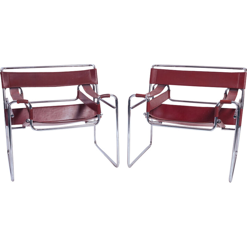 Paar vintage Wassily B3 fauteuils van Marcel Breuer