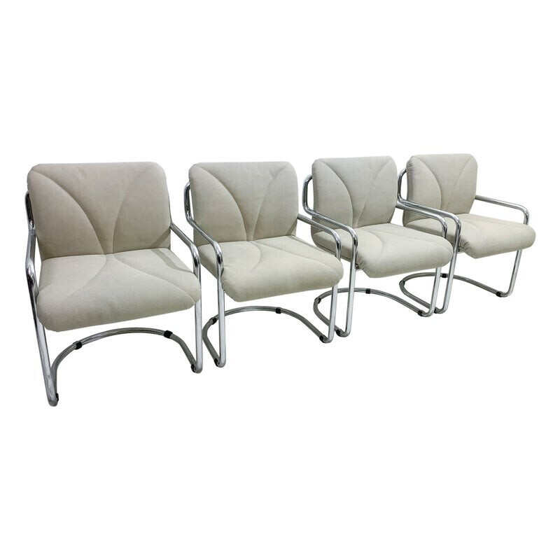 Set of 4 mid-century tubular armchairs by Guido Faleschini, Italy 1970s