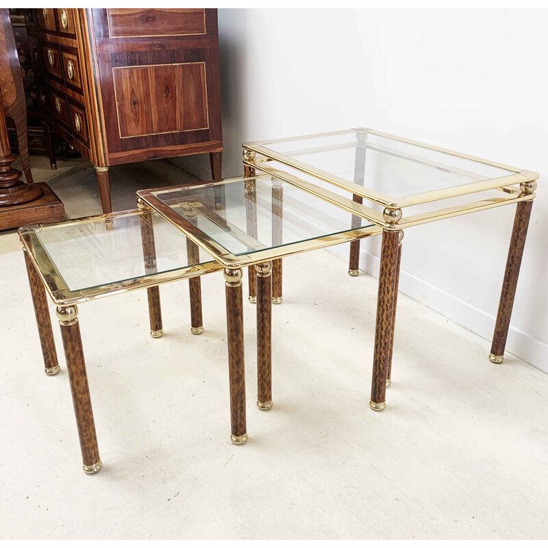 Lancel vintage nesting tables in brass and scales