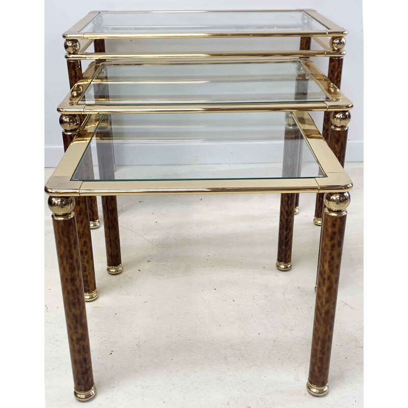 Lancel vintage nesting tables in brass and scales