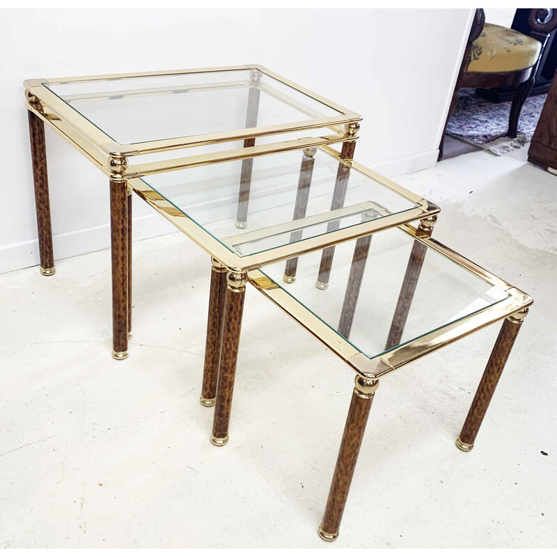 Lancel vintage nesting tables in brass and scales