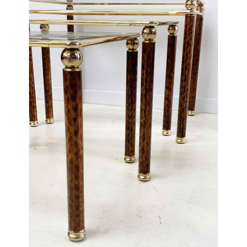 Lancel vintage nesting tables in brass and scales