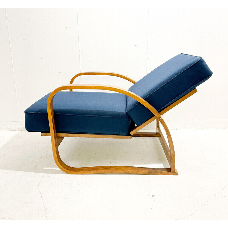Vintage bentwood adjustable back armchair by Jindrich Halabala, Czech Republic 1940s