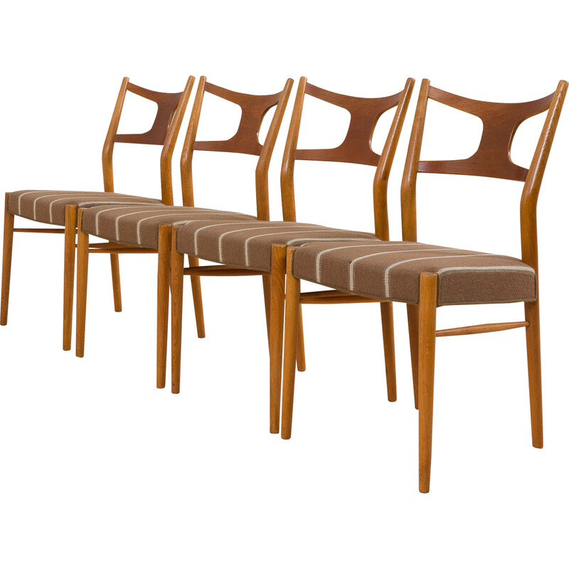 Juego de 4 sillas auxiliares vintage en madera de teca y roble por Kurt Østervig para Randers Møbelfabrik, 1956