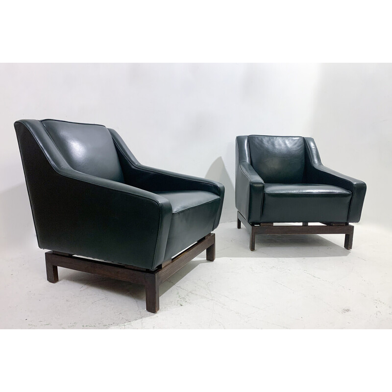 Pair of mid-century leather armchairs by Emiel Veranneman, 1958