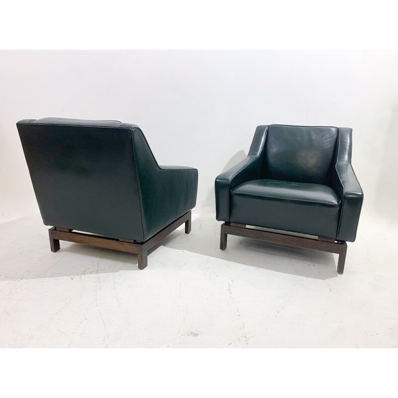 Pair of mid-century leather armchairs by Emiel Veranneman, 1958