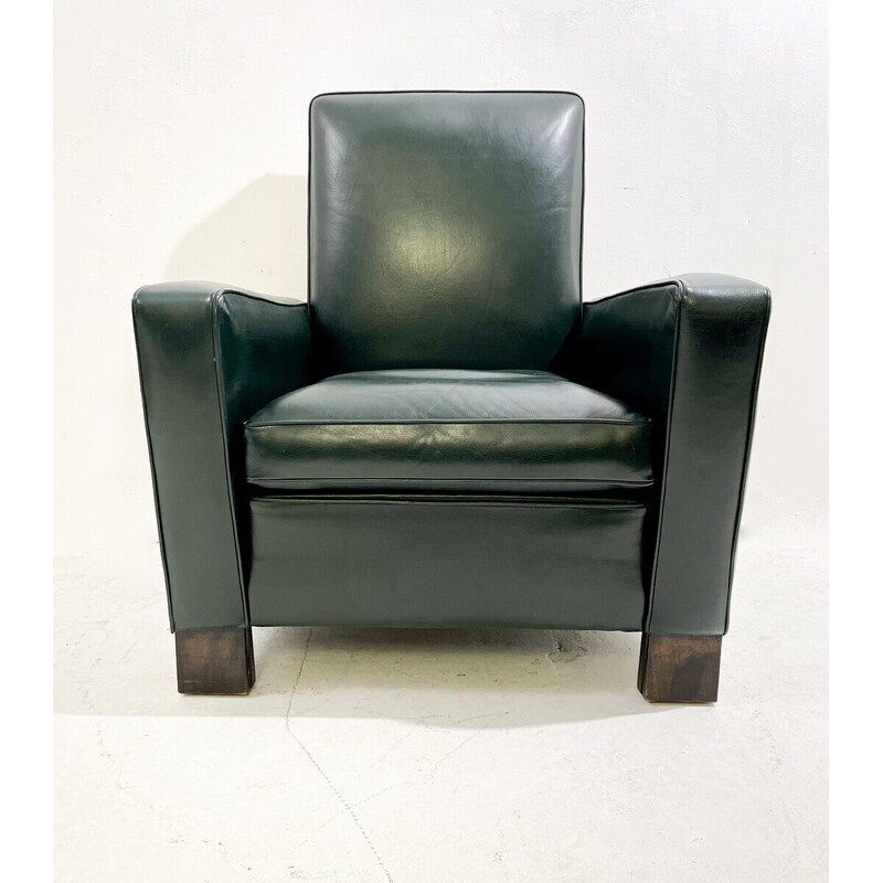 Mid-century wood and leather armchair by Emiel Veranneman, 1950s