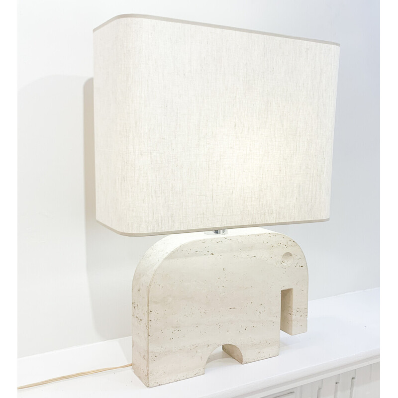 Mid-century travertine elephant table lamp by Fratelli Mannelli for Signa, Italy 1970s